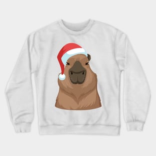 Christmas Capybara in Santa Hat Crewneck Sweatshirt